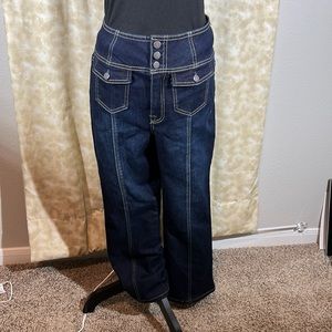 Fashion Nova high rise/flared dark blue jeans. NWT
